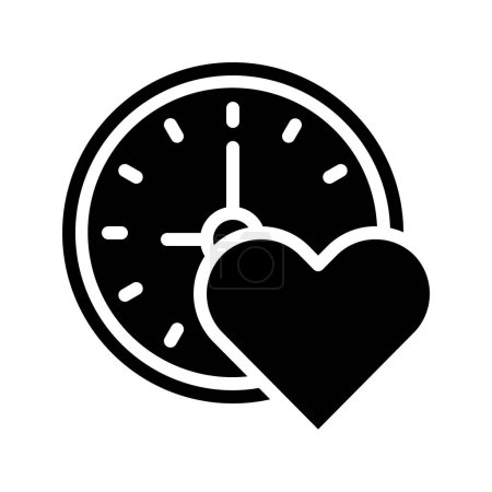 Illustration for Heart with clock icon. outline illustration of heart watch vector icon for web - Royalty Free Image