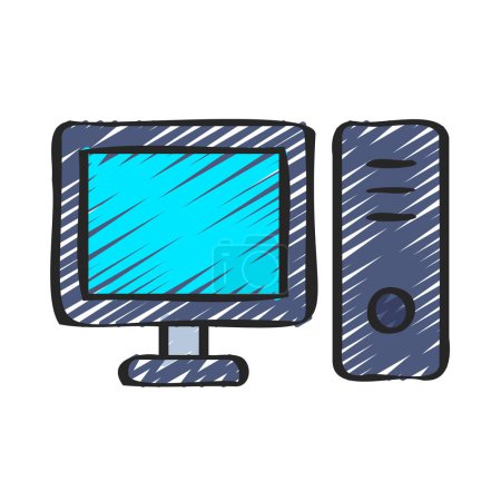 Téléchargez les illustrations : Moniteur et ordinateur de bureau icône, illustration vectorielle - en licence libre de droit