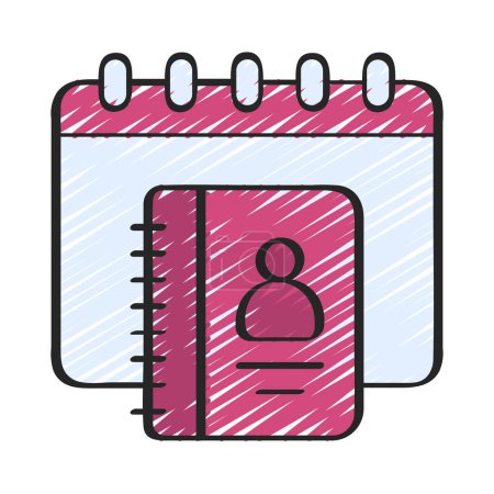 Ilustración de Calendario Contactos icono, ilustración vectorial - Imagen libre de derechos