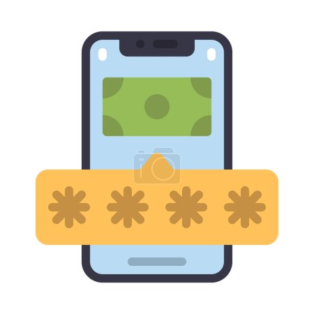 Illustration for Mobile Money Password. icon vector illustration - Royalty Free Image