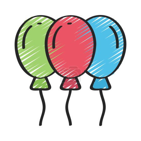 Téléchargez les illustrations : Trois ballons icône isolée sur blanc - en licence libre de droit