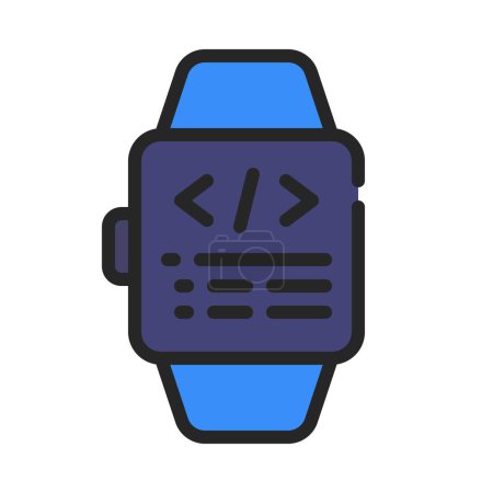 Téléchargez les illustrations : Smartwatch icône, illustration vectorielle design simple - en licence libre de droit