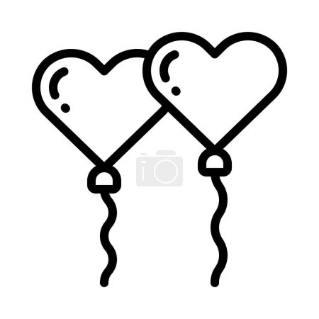 Illustration for Two hearts balloons icon, line style - Royalty Free Image