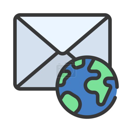 Illustration for Globally Email, Isolated Icon On White Background - Royalty Free Image