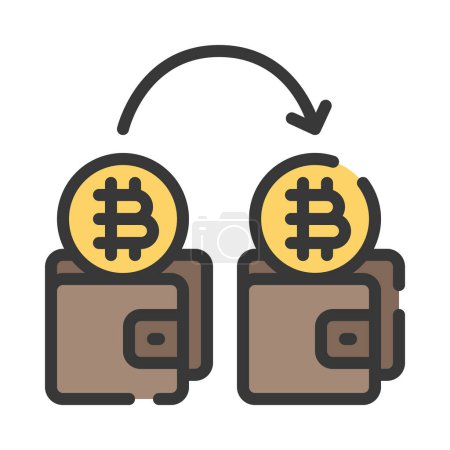 Téléchargez les illustrations : Bitcoin portefeuille icône illustration fond design - en licence libre de droit