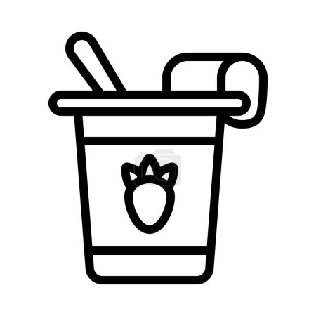 Téléchargez les illustrations : Illustration vectorielle d'icône de yaourt à la fraise - en licence libre de droit
