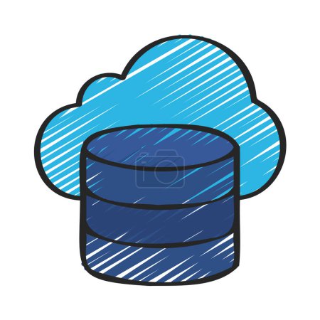 Téléchargez les illustrations : Icône Cloud Base de données, Illustration vectorielle - en licence libre de droit