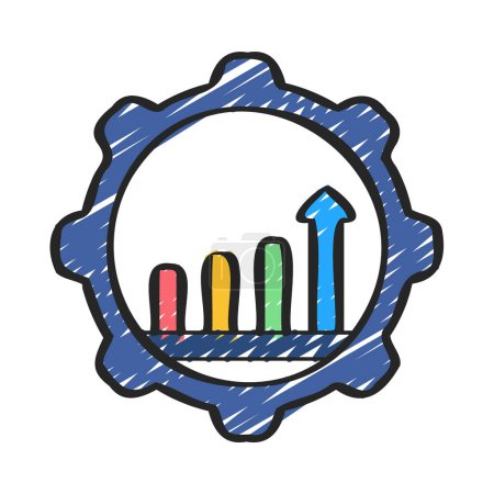 Illustration for Cogwheel  with Gear Bar Chart web icon. vector  illustration - Royalty Free Image