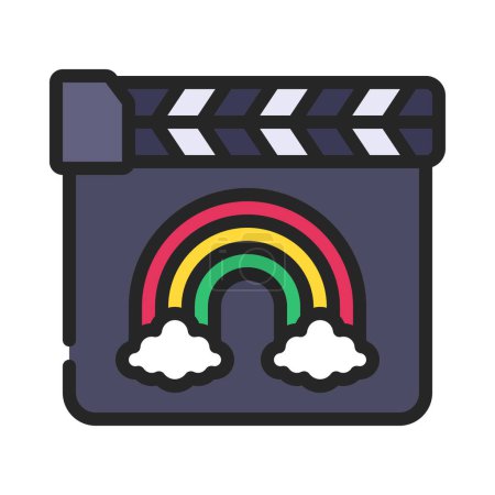 Illustration for Movie clapper with rainbow  icon, vector illustration - Royalty Free Image