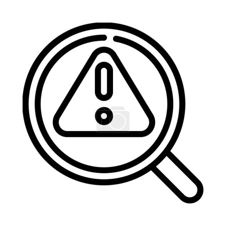 Ilustración de Señal de advertencia con signo de exclamación dentro de lupa, icono de vector plano de análisis de riesgo - Imagen libre de derechos