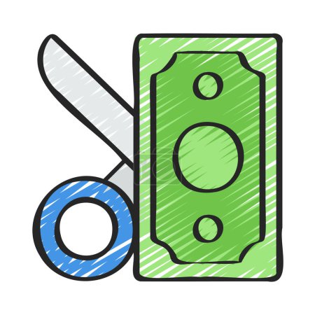 Téléchargez les illustrations : Cut Money icône couleur contour vecteur - en licence libre de droit