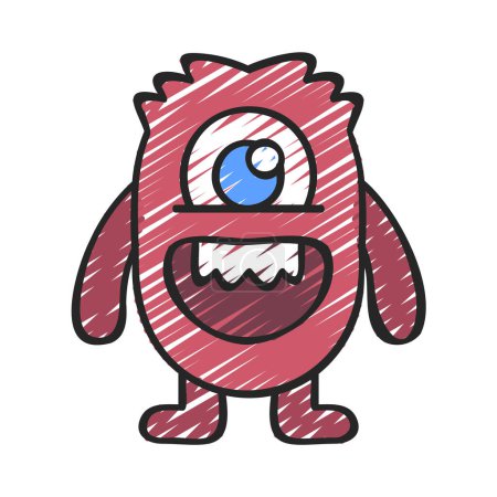 Ilustración de Vector ilustración de dibujos animados Spikey Hair Monster - Imagen libre de derechos