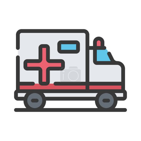Téléchargez les illustrations : Icône de couleur plate vecteur ambulance - en licence libre de droit