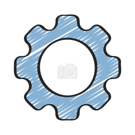 Téléchargez les illustrations : Icône vectorielle roue dentée sur fond blanc - en licence libre de droit