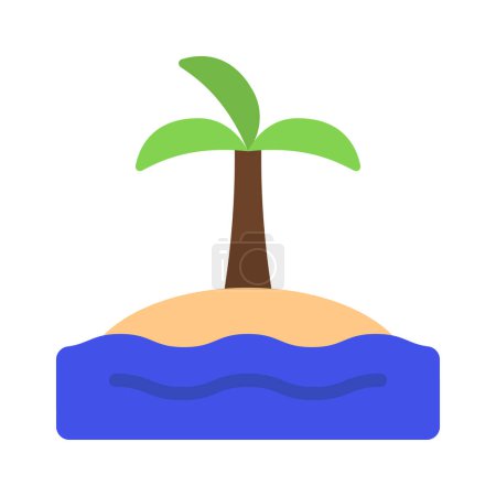 Illustration for Palm tree on Island in ocean icon, vector illustration - Royalty Free Image