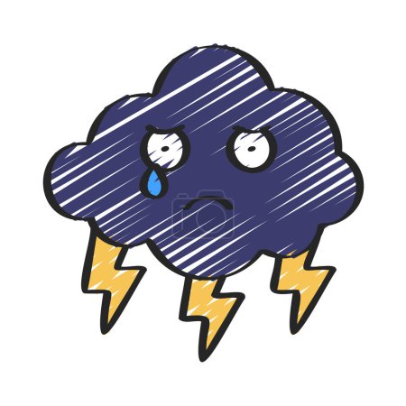 Illustration for Sad Face Thunder Cloud Icon, Vector Illustration - Royalty Free Image