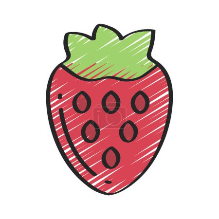 Téléchargez les illustrations : Icône fraise vecteur illustration fond - en licence libre de droit