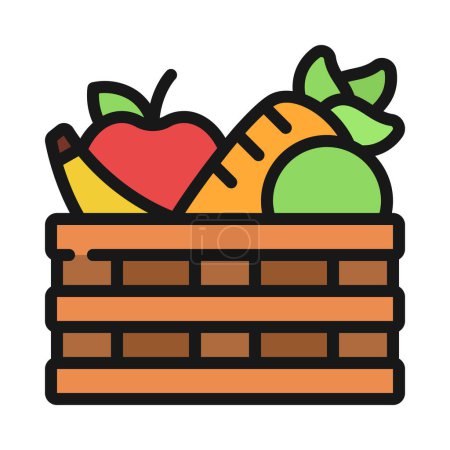 Ilustración de vector de icono web de caja de frutas