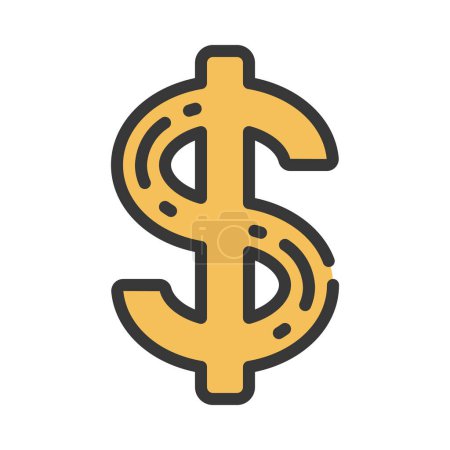 Téléchargez les illustrations : Dollar américain Dollar plat vecteur icône - en licence libre de droit