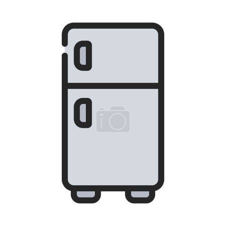 Téléchargez les illustrations : Réfrigérateur icône vectoriel illustration - en licence libre de droit