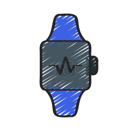 Téléchargez les illustrations : Fitness Smart Watch icône illustration fond - en licence libre de droit