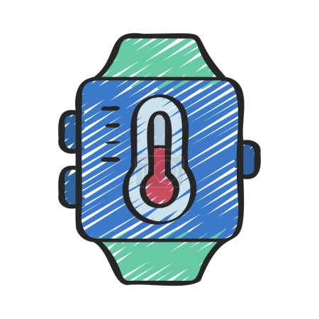 Ilustración de Ilustración de icono de calefacción de reloj inteligente - Imagen libre de derechos