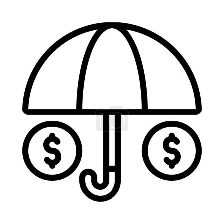 Téléchargez les illustrations : Argent parapluie ligne icône vectoriel illustration - en licence libre de droit