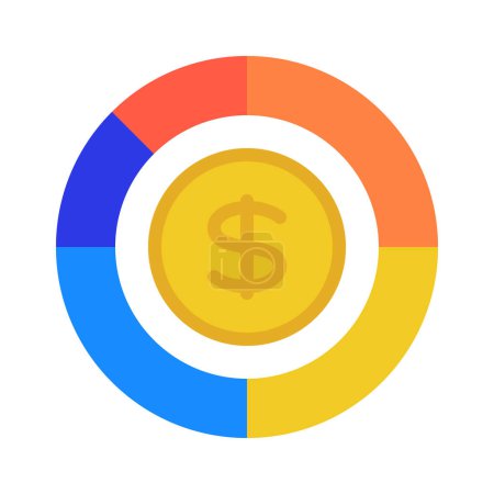 Illustration for Graph Chart Flat Icon circle pie - Royalty Free Image