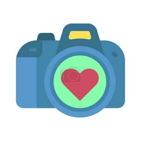 Illustration for Love camera vector icon design with heart - Royalty Free Image