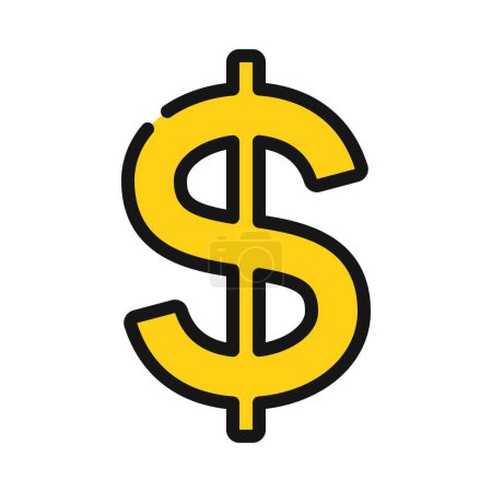 Téléchargez les illustrations : Dollar américain Dollar plat vecteur icône - en licence libre de droit