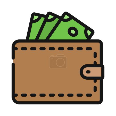 Téléchargez les illustrations : Portefeuille avec icône dollar. illustration vectorielle de portefeuille numérique design - en licence libre de droit