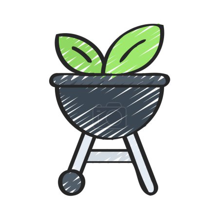 Illustration for Vegetarian Barbeque Grill web icon vector illustration - Royalty Free Image