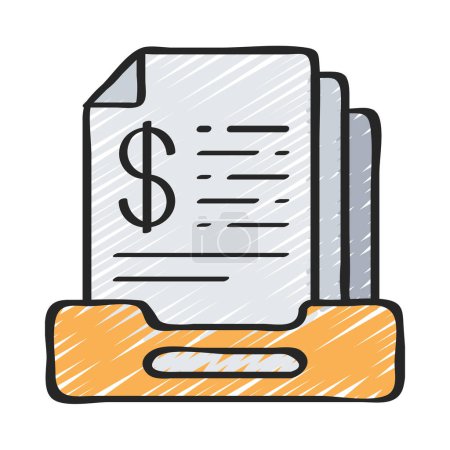 Téléchargez les photos : Écrire un document financier icône, illustration vectorielle - en image libre de droit