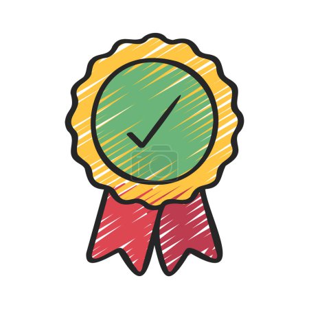 Illustration for Check Mark Award Ribbon icon vector illustration - Royalty Free Image
