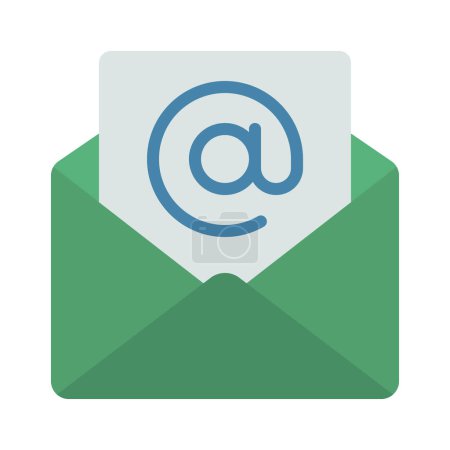 Ilustración de Email With At Symbol, Isolated Icon On White Background - Imagen libre de derechos