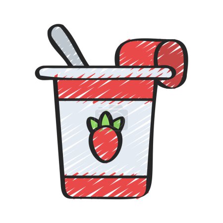 Téléchargez les illustrations : Illustration vectorielle d'icône de yaourt à la fraise - en licence libre de droit