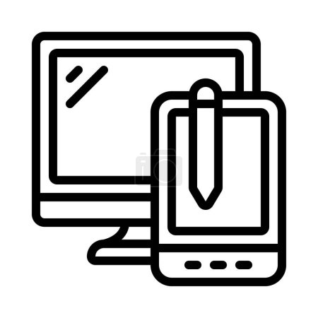 Ilustración de Dibujo de la tableta y el icono del ordenador, ilustración vectorial - Imagen libre de derechos
