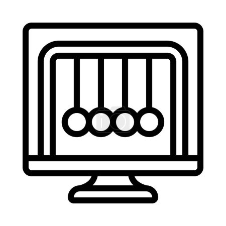 Newtons Cradle Computer  icon, vector illustration 