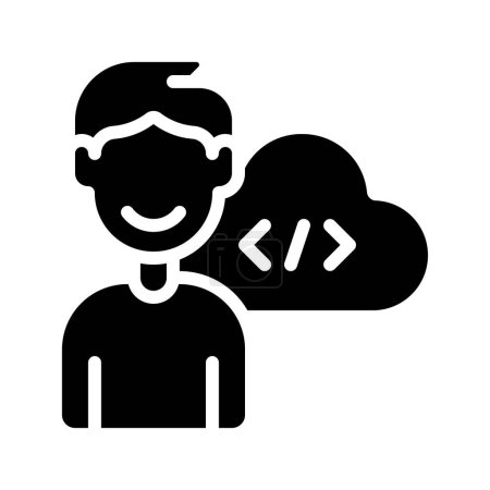 Illustration for Cloud Programmer Icon, Vector Illustration - Royalty Free Image