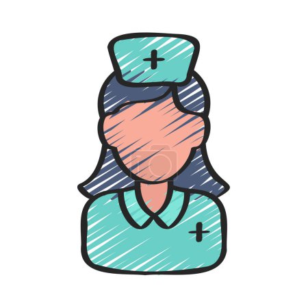 Téléchargez les illustrations : Female Nurse web icon vector illustration - en licence libre de droit