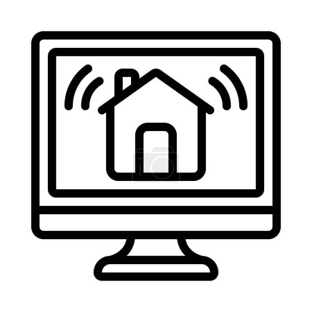 Téléchargez les illustrations : Smart Home icône de l'ordinateur, illustration vectorielle - en licence libre de droit