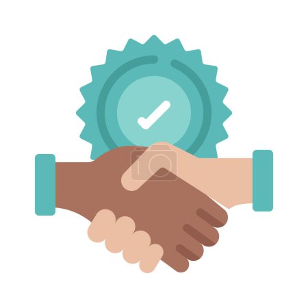 Illustration for Approved  handshake. web icon vector illustration - Royalty Free Image