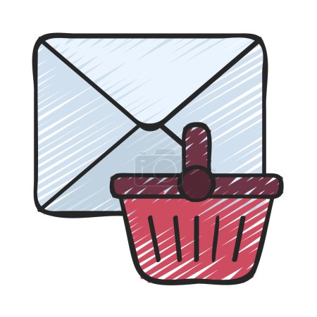 Ilustración de Cesta de correo electrónico, icono aislado sobre fondo blanco - Imagen libre de derechos
