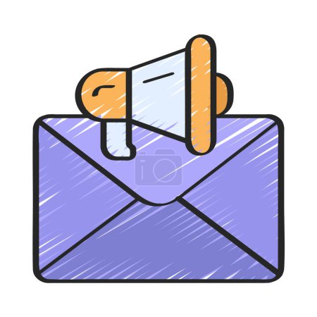 Illustration for Email Marketing With Loudspeaker, Isolated Icon On White Background - Royalty Free Image
