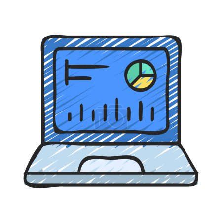 Illustration for Laptop Data Visualisation icon, vector illustration - Royalty Free Image