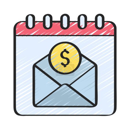 Illustration for Paycheque calendar date icon, vector illustration - Royalty Free Image