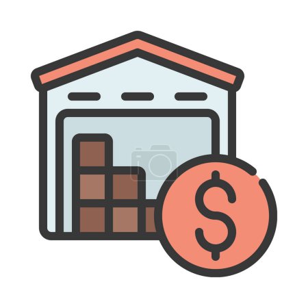 Ilustración de Icono de costos de almacén, ilustración de vectores - Imagen libre de derechos