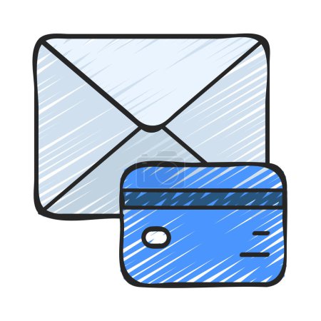 Téléchargez les illustrations : Email avec carte de crédit, Icône isolée sur fond blanc - en licence libre de droit