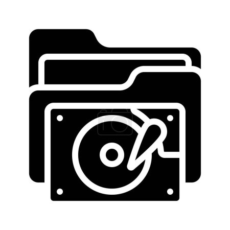 Téléchargez les illustrations : Icône du dossier du disque dur, illustration vectorielle - en licence libre de droit