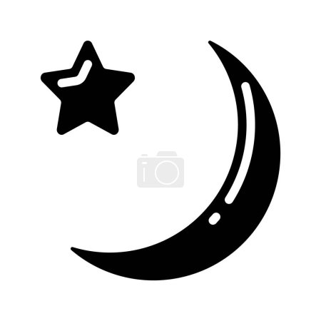 Luna creciente con la ilustración del vector del icono web de la estrella